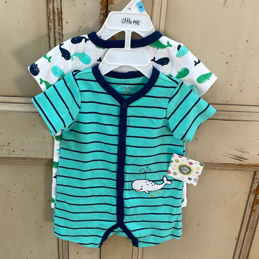 NWT Little Me Shark Print Onesie 2-piece Set